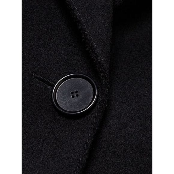 New AKRIS PUNTO Ruffled Back Single-Breasted Coat Size 12 Black - Picture 9 of 12